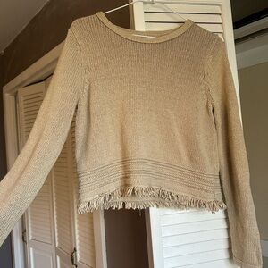 Artisan Ny Beige Fringed Sweater
